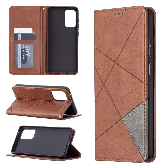 Estuche de cuero con tapa horizontal magnética invisible prismática con soporte y ranuras para tarjetas y marco de fotos, For Samsung Galaxy A32 5G, For Samsung Galaxy A52 5G, For Samsung Galaxy A72 5G, For Xiaomi Poco M3