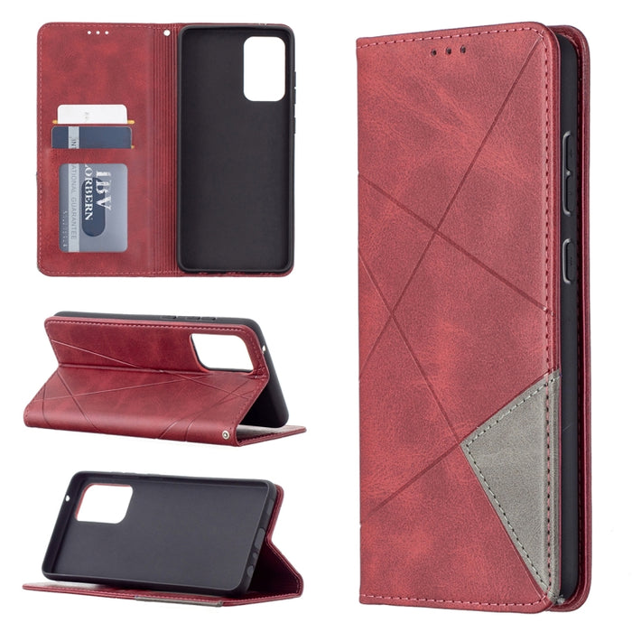 Estuche de cuero con tapa horizontal magnética invisible prismática con soporte y ranuras para tarjetas y marco de fotos, For Samsung Galaxy A32 5G, For Samsung Galaxy A52 5G, For Samsung Galaxy A72 5G, For Xiaomi Poco M3