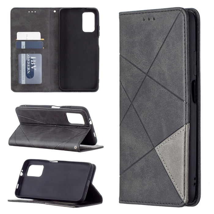 Estuche de cuero con tapa horizontal magnética invisible prismática con soporte y ranuras para tarjetas y marco de fotos, For Samsung Galaxy A32 5G, For Samsung Galaxy A52 5G, For Samsung Galaxy A72 5G, For Xiaomi Poco M3