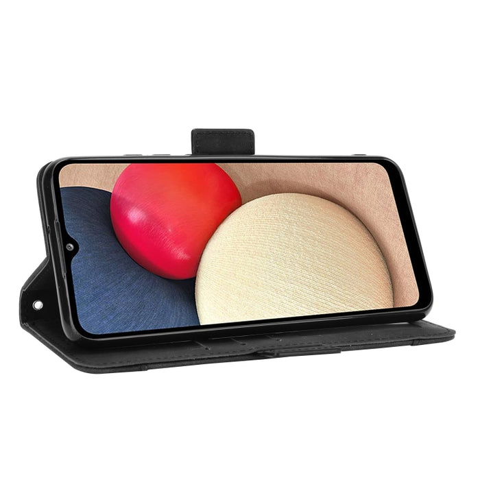 Estuche de cuero con tapa horizontal con patrón de piel de becerro con soporte y ranuras para tarjetas y marco de fotos, For Samsung Galaxy A02s, For Samsung Galaxy A52 5G, For Samsung Galaxy A72 5G / 4G, For Samsung Galaxy S21+ 5G                     ...