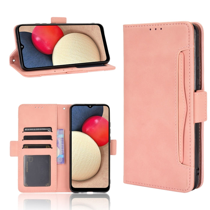 Estuche de cuero con tapa horizontal con patrón de piel de becerro con soporte y ranuras para tarjetas y marco de fotos, For Samsung Galaxy A02s, For Samsung Galaxy A52 5G, For Samsung Galaxy A72 5G / 4G, For Samsung Galaxy S21+ 5G                     ...
