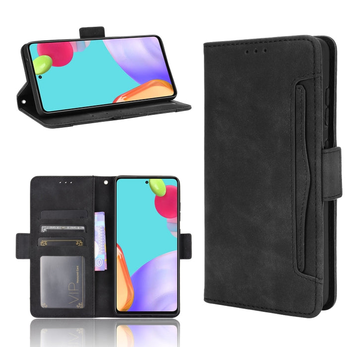 Estuche de cuero con tapa horizontal con patrón de piel de becerro con soporte y ranuras para tarjetas y marco de fotos, For Samsung Galaxy A02s, For Samsung Galaxy A52 5G, For Samsung Galaxy A72 5G / 4G, For Samsung Galaxy S21+ 5G                     ...