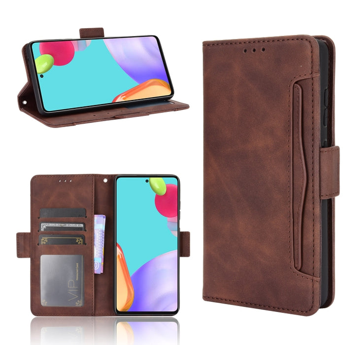 Estuche de cuero con tapa horizontal con patrón de piel de becerro con soporte y ranuras para tarjetas y marco de fotos, For Samsung Galaxy A02s, For Samsung Galaxy A52 5G, For Samsung Galaxy A72 5G / 4G, For Samsung Galaxy S21+ 5G                     ...