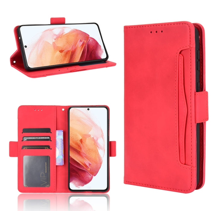 Estuche de cuero con tapa horizontal con patrón de piel de becerro con soporte y ranuras para tarjetas y marco de fotos, For Samsung Galaxy A02s, For Samsung Galaxy A52 5G, For Samsung Galaxy A72 5G / 4G, For Samsung Galaxy S21+ 5G                     ...