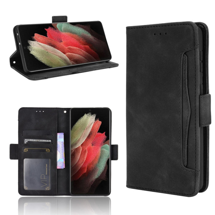 Estuche de cuero con tapa horizontal con patrón de piel de becerro con soporte y ranuras para tarjetas y marco de fotos, For Samsung Galaxy A02s, For Samsung Galaxy A52 5G, For Samsung Galaxy A72 5G / 4G, For Samsung Galaxy S21+ 5G                     ...