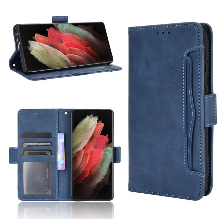Estuche de cuero con tapa horizontal con patrón de piel de becerro con soporte y ranuras para tarjetas y marco de fotos, For Samsung Galaxy A02s, For Samsung Galaxy A52 5G, For Samsung Galaxy A72 5G / 4G, For Samsung Galaxy S21+ 5G                     ...