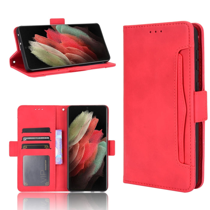 Estuche de cuero con tapa horizontal con patrón de piel de becerro con soporte y ranuras para tarjetas y marco de fotos, For Samsung Galaxy A02s, For Samsung Galaxy A52 5G, For Samsung Galaxy A72 5G / 4G, For Samsung Galaxy S21+ 5G                     ...
