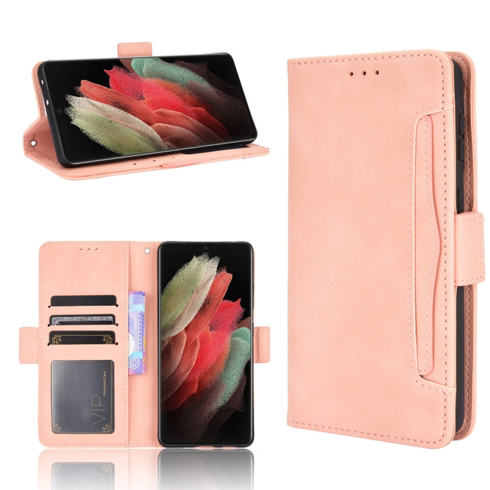 Estuche de cuero con tapa horizontal con patrón de piel de becerro con soporte y ranuras para tarjetas y marco de fotos, For Samsung Galaxy A02s, For Samsung Galaxy A52 5G, For Samsung Galaxy A72 5G / 4G, For Samsung Galaxy S21+ 5G                     ...