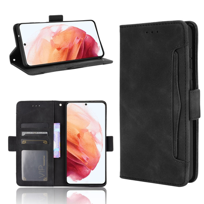Estuche de cuero con tapa horizontal con patrón de piel de becerro con soporte y ranuras para tarjetas y marco de fotos, For Samsung Galaxy A02s, For Samsung Galaxy A52 5G, For Samsung Galaxy A72 5G / 4G, For Samsung Galaxy S21+ 5G                     ...