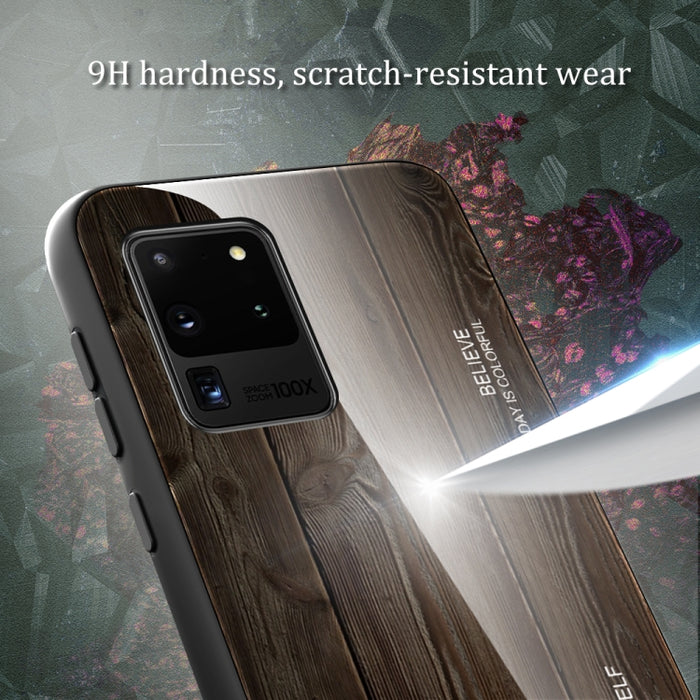 Estuche protector de vidrio de grano de madera, For Samsung Galaxy S20, For Samsung Galaxy S20 Plus, For Samsung Galaxy S20 Ultra, For Samsung Galaxy S20 FE, For Samsung Galaxy S21 5G, For Samsung Galaxy S21 Plus, For Samsung Galaxy S21 Ultra 5G       ...