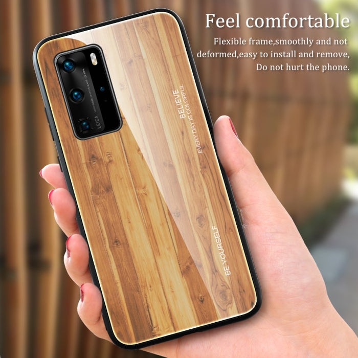 Estuche protector de vidrio de grano de madera, For Huawei P40, For Huawei P40 Pro