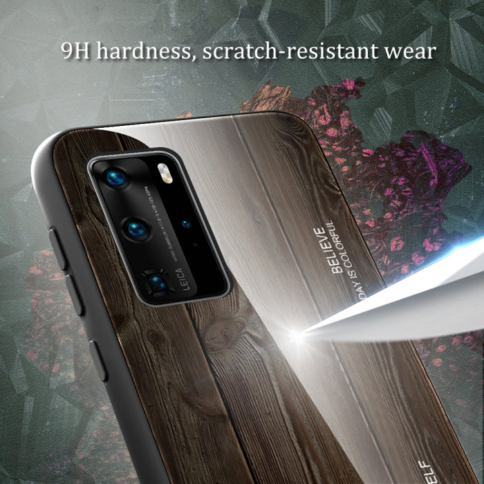 Estuche protector de vidrio de grano de madera, For Huawei P40, For Huawei P40 Pro