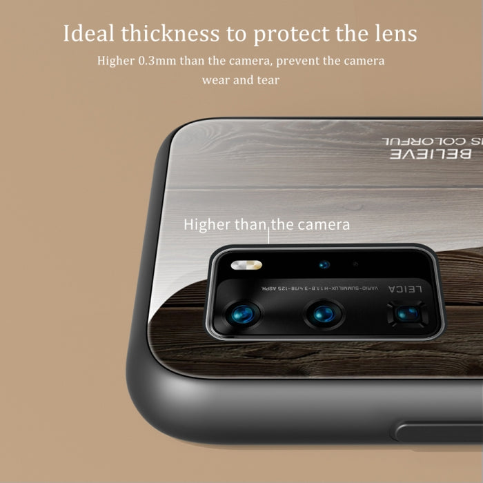 Estuche protector de vidrio de grano de madera, For Huawei P40, For Huawei P40 Pro