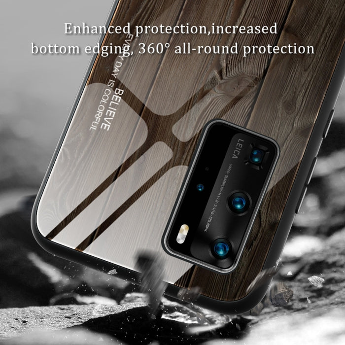 Estuche protector de vidrio de grano de madera, For Huawei P40, For Huawei P40 Pro