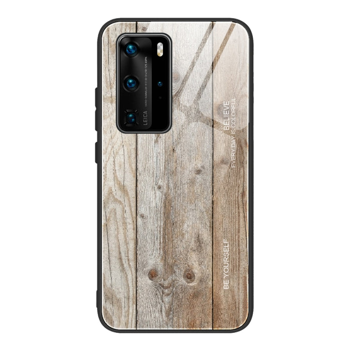 Estuche protector de vidrio de grano de madera, For Huawei P40, For Huawei P40 Pro