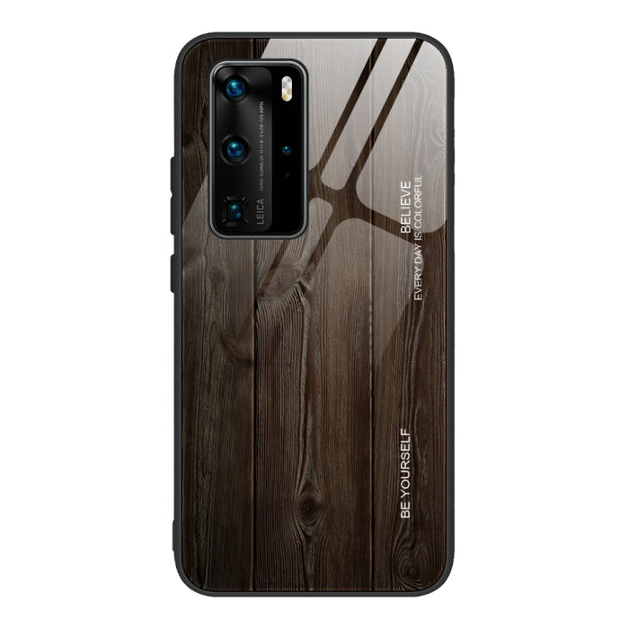 Estuche protector de vidrio de grano de madera, For Huawei P40, For Huawei P40 Pro