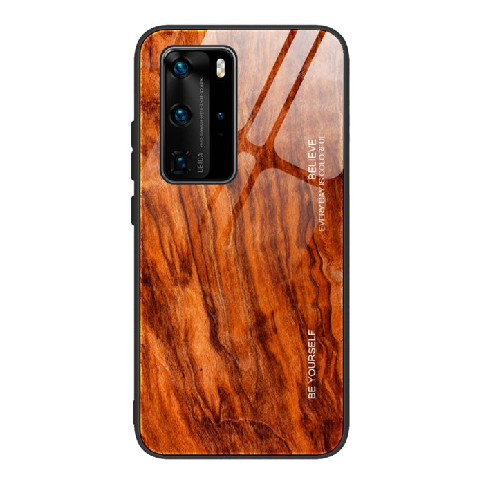 Estuche protector de vidrio de grano de madera, For Huawei P40, For Huawei P40 Pro