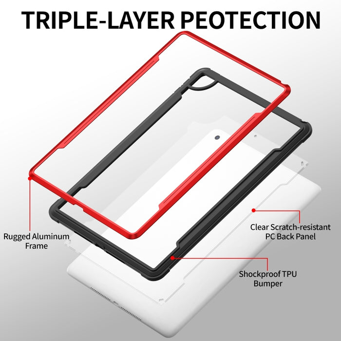iPAKY Thunder Series Marco de aluminio + Parachoques de TPU + Estuche transparente para PC a prueba de golpes