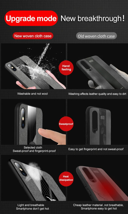 Funda protectora de TPU a prueba de golpes con textura de tela de costura XINLI con soporte para anillo, For iPhone XS Max