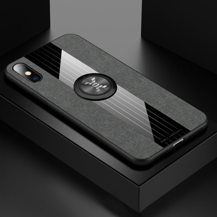 Funda protectora de TPU a prueba de golpes con textura de tela de costura XINLI con soporte para anillo, For iPhone XS Max