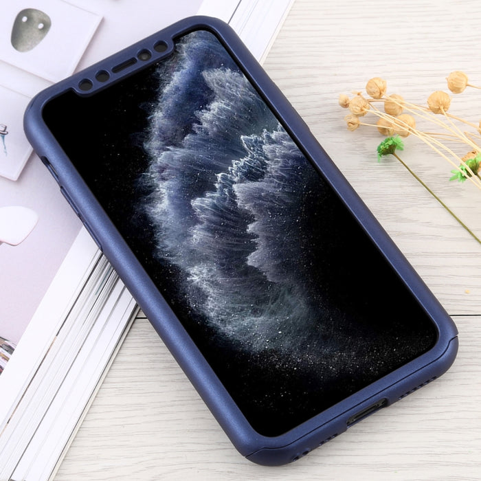 Estuche protector de cobertura completa para PC a prueba de golpes con película de vidrio templado, For iPhone 11 Pro
