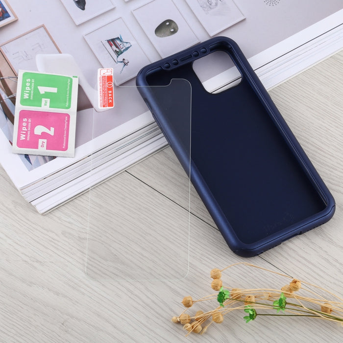 Estuche protector de cobertura completa para PC a prueba de golpes con película de vidrio templado, For iPhone 11 Pro