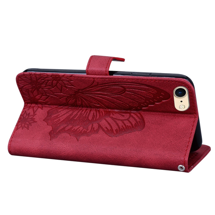 Estuche de cuero con tapa horizontal en relieve de mariposas con sensación de piel retro con soporte y ranuras para tarjetas y billetera, For iPhone 6 / 6s, For iPhone 6 Plus / 6s Plus, For iPhone SE 2022 / SE 2020 / 8 / 7, For iPhone 8 Plus / 7Plus   ...