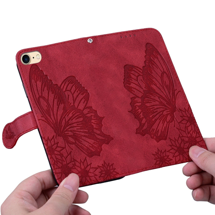 Estuche de cuero con tapa horizontal en relieve de mariposas con sensación de piel retro con soporte y ranuras para tarjetas y billetera, For iPhone 6 / 6s, For iPhone 6 Plus / 6s Plus, For iPhone SE 2022 / SE 2020 / 8 / 7, For iPhone 8 Plus / 7Plus   ...