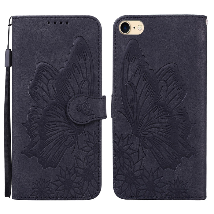 Estuche de cuero con tapa horizontal en relieve de mariposas con sensación de piel retro con soporte y ranuras para tarjetas y billetera, For iPhone 6 / 6s, For iPhone 6 Plus / 6s Plus, For iPhone SE 2022 / SE 2020 / 8 / 7, For iPhone 8 Plus / 7Plus   ...