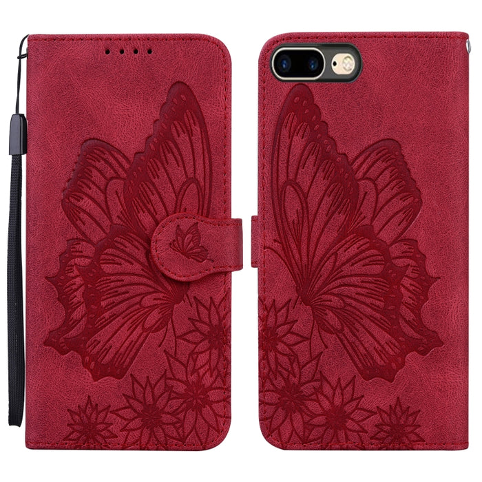 Estuche de cuero con tapa horizontal en relieve de mariposas con sensación de piel retro con soporte y ranuras para tarjetas y billetera, For iPhone 6 / 6s, For iPhone 6 Plus / 6s Plus, For iPhone SE 2022 / SE 2020 / 8 / 7, For iPhone 8 Plus / 7Plus   ...