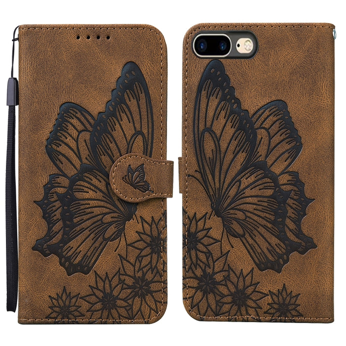 Estuche de cuero con tapa horizontal en relieve de mariposas con sensación de piel retro con soporte y ranuras para tarjetas y billetera, For iPhone 6 / 6s, For iPhone 6 Plus / 6s Plus, For iPhone SE 2022 / SE 2020 / 8 / 7, For iPhone 8 Plus / 7Plus   ...