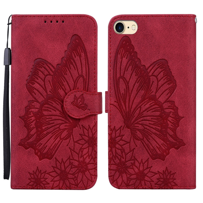 Estuche de cuero con tapa horizontal en relieve de mariposas con sensación de piel retro con soporte y ranuras para tarjetas y billetera, For iPhone 6 / 6s, For iPhone 6 Plus / 6s Plus, For iPhone SE 2022 / SE 2020 / 8 / 7, For iPhone 8 Plus / 7Plus   ...