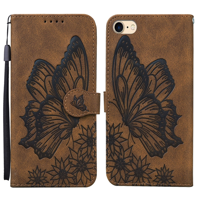 Estuche de cuero con tapa horizontal en relieve de mariposas con sensación de piel retro con soporte y ranuras para tarjetas y billetera, For iPhone 6 / 6s, For iPhone 6 Plus / 6s Plus, For iPhone SE 2022 / SE 2020 / 8 / 7, For iPhone 8 Plus / 7Plus   ...
