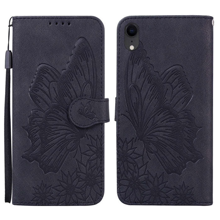 Estuche de cuero con tapa horizontal en relieve de mariposas con sensación de piel retro con soporte y ranuras para tarjetas y billetera, For iPhone 6 / 6s, For iPhone 6 Plus / 6s Plus, For iPhone SE 2022 / SE 2020 / 8 / 7, For iPhone 8 Plus / 7Plus   ...