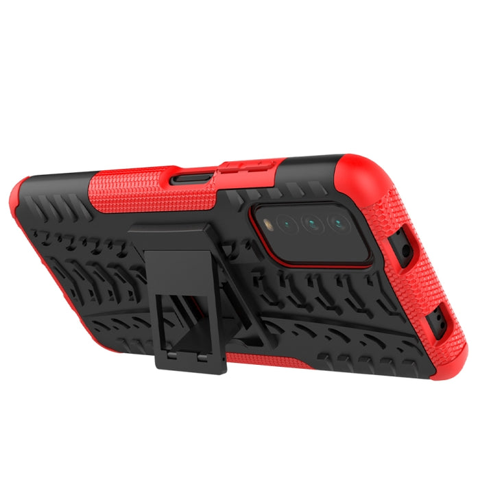Estuche protector de TPU + PC a prueba de golpes con textura de neumático con soporte, For Samsung Galaxy S21 5G, For Samsung Galaxy S21+ 5G, For Samsung Galaxy S21 Ultra 5G, For Xiaomi Poco M3 /Redmi Note 9 4G