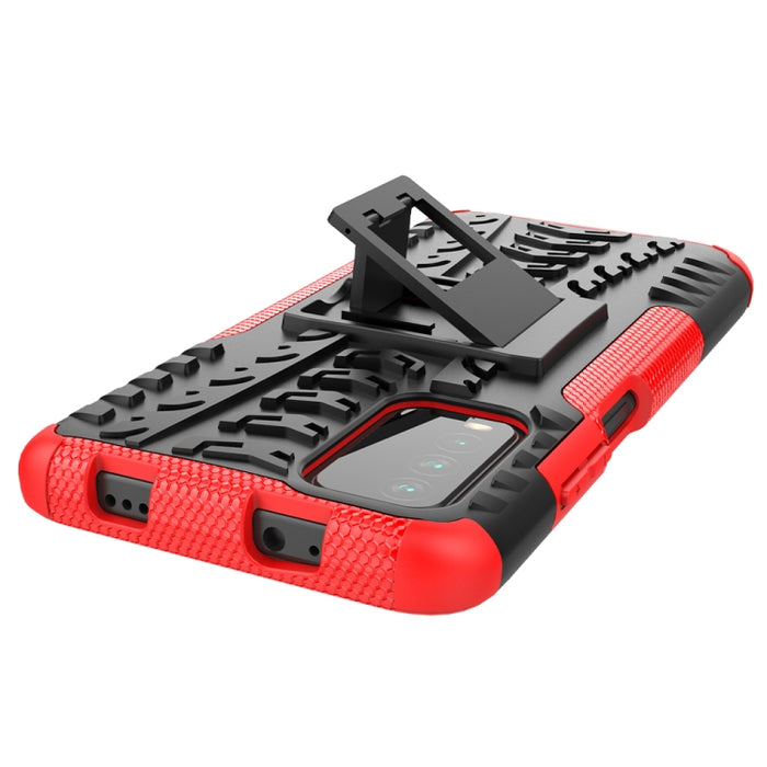 Estuche protector de TPU + PC a prueba de golpes con textura de neumático con soporte, For Samsung Galaxy S21 5G, For Samsung Galaxy S21+ 5G, For Samsung Galaxy S21 Ultra 5G, For Xiaomi Poco M3 /Redmi Note 9 4G
