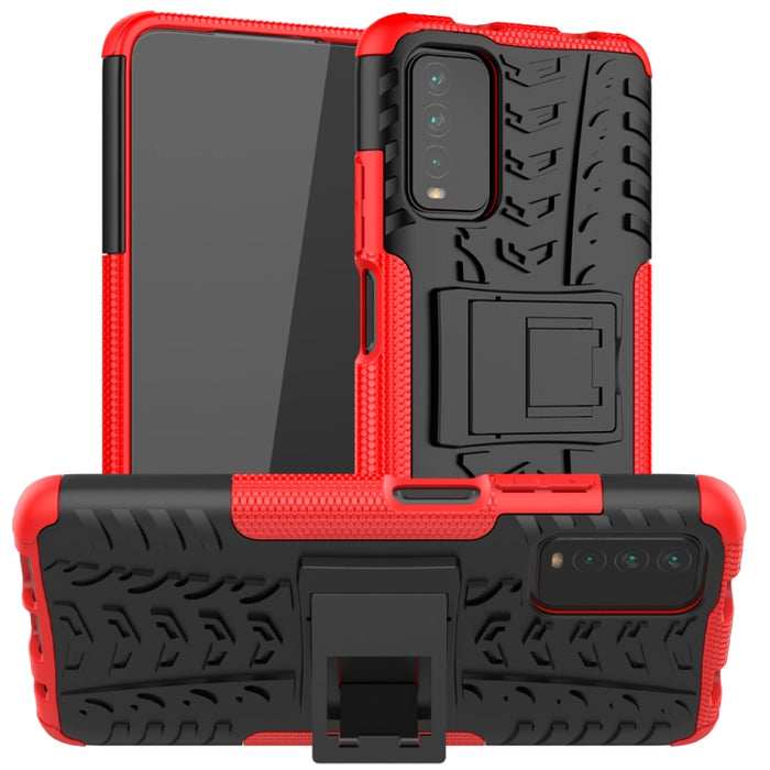 Estuche protector de TPU + PC a prueba de golpes con textura de neumático con soporte, For Samsung Galaxy S21 5G, For Samsung Galaxy S21+ 5G, For Samsung Galaxy S21 Ultra 5G, For Xiaomi Poco M3 /Redmi Note 9 4G