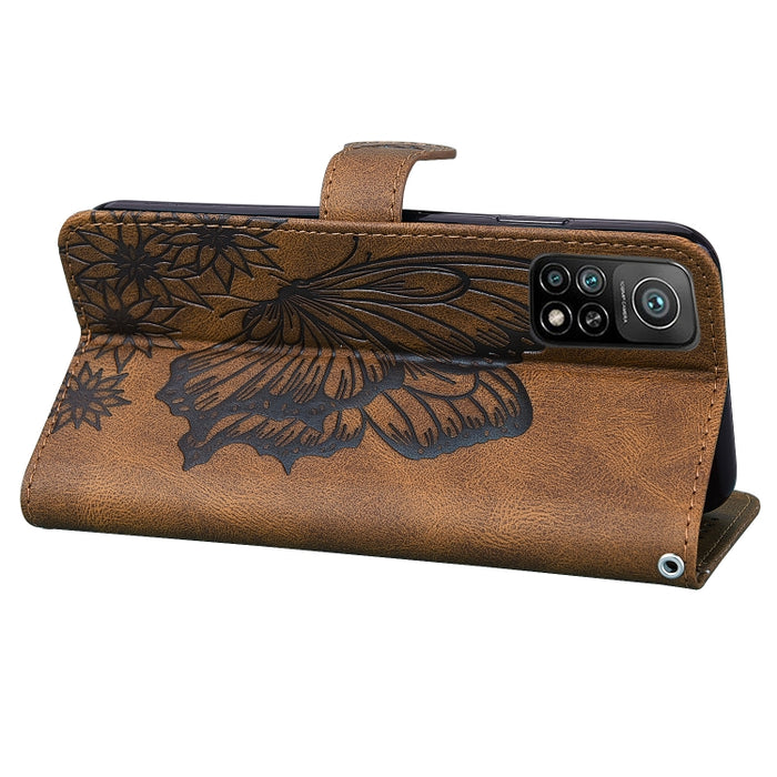 Estuche de cuero con tapa horizontal en relieve de mariposas con sensación de piel retro con soporte y ranuras para tarjetas y billetera, For Xiaomi Mi 10T Pro 5G, For Xiaomi Mi 10T Lite 5G