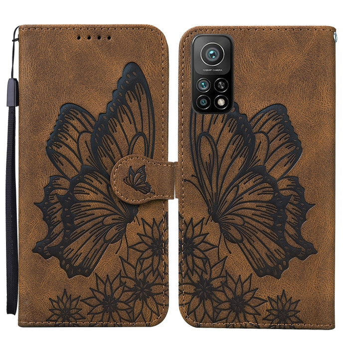 Estuche de cuero con tapa horizontal en relieve de mariposas con sensación de piel retro con soporte y ranuras para tarjetas y billetera, For Xiaomi Mi 10T Pro 5G, For Xiaomi Mi 10T Lite 5G