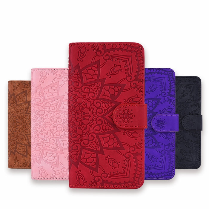 Patrón de becerro Mandala Estuche de cuero en relieve con diseño plegable doble con billetera y soporte y ranuras para tarjetas, For Xiaomi Redmi 7 / Redmi Y3, For Xiaomi Redmi Note 8, For Xiaomi Redmi Note 8 Pro, For Galaxy A10s, For Galaxy A20s      ...