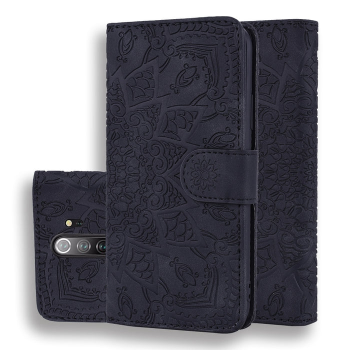 Patrón de becerro Mandala Estuche de cuero en relieve con diseño plegable doble con billetera y soporte y ranuras para tarjetas, For Xiaomi Redmi 7 / Redmi Y3, For Xiaomi Redmi Note 8, For Xiaomi Redmi Note 8 Pro, For Galaxy A10s, For Galaxy A20s      ...