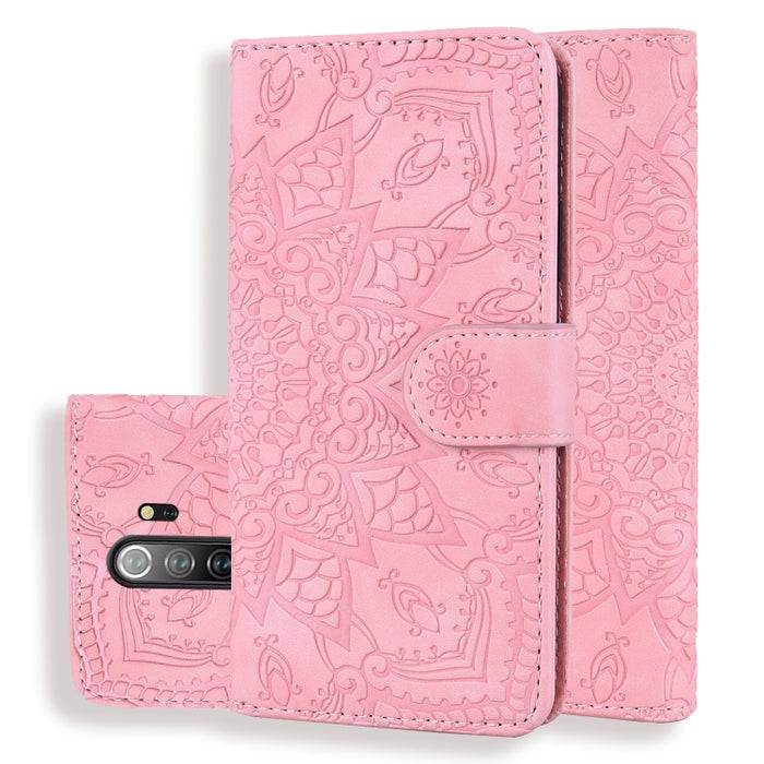 Patrón de becerro Mandala Estuche de cuero en relieve con diseño plegable doble con billetera y soporte y ranuras para tarjetas, For Xiaomi Redmi 7 / Redmi Y3, For Xiaomi Redmi Note 8, For Xiaomi Redmi Note 8 Pro, For Galaxy A10s, For Galaxy A20s      ...