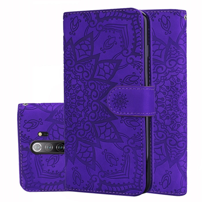 Patrón de becerro Mandala Estuche de cuero en relieve con diseño plegable doble con billetera y soporte y ranuras para tarjetas, For Xiaomi Redmi 7 / Redmi Y3, For Xiaomi Redmi Note 8, For Xiaomi Redmi Note 8 Pro, For Galaxy A10s, For Galaxy A20s      ...
