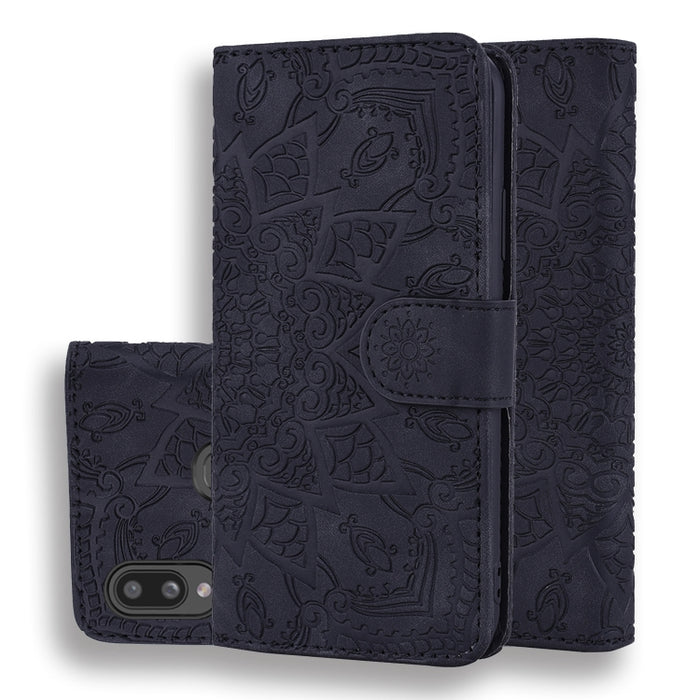 Patrón de becerro Mandala Estuche de cuero en relieve con diseño plegable doble con billetera y soporte y ranuras para tarjetas, For Xiaomi Redmi 7 / Redmi Y3, For Xiaomi Redmi Note 8, For Xiaomi Redmi Note 8 Pro, For Galaxy A10s, For Galaxy A20s      ...