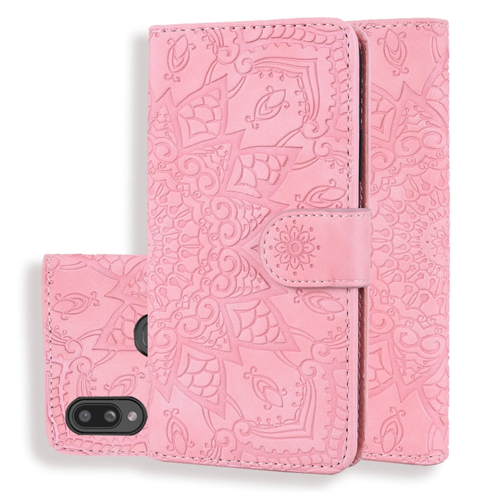 Patrón de becerro Mandala Estuche de cuero en relieve con diseño plegable doble con billetera y soporte y ranuras para tarjetas, For Xiaomi Redmi 7 / Redmi Y3, For Xiaomi Redmi Note 8, For Xiaomi Redmi Note 8 Pro, For Galaxy A10s, For Galaxy A20s      ...