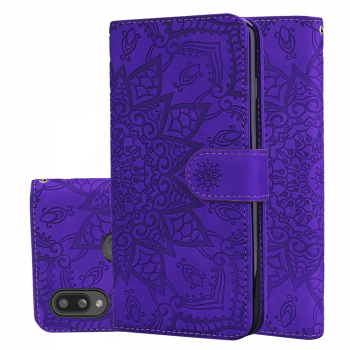 Patrón de becerro Mandala Estuche de cuero en relieve con diseño plegable doble con billetera y soporte y ranuras para tarjetas, For Xiaomi Redmi 7 / Redmi Y3, For Xiaomi Redmi Note 8, For Xiaomi Redmi Note 8 Pro, For Galaxy A10s, For Galaxy A20s      ...