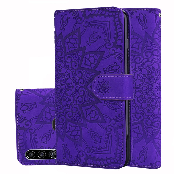 Patrón de becerro Mandala Estuche de cuero en relieve con diseño plegable doble con billetera y soporte y ranuras para tarjetas, For Xiaomi Redmi 7 / Redmi Y3, For Xiaomi Redmi Note 8, For Xiaomi Redmi Note 8 Pro, For Galaxy A10s, For Galaxy A20s      ...