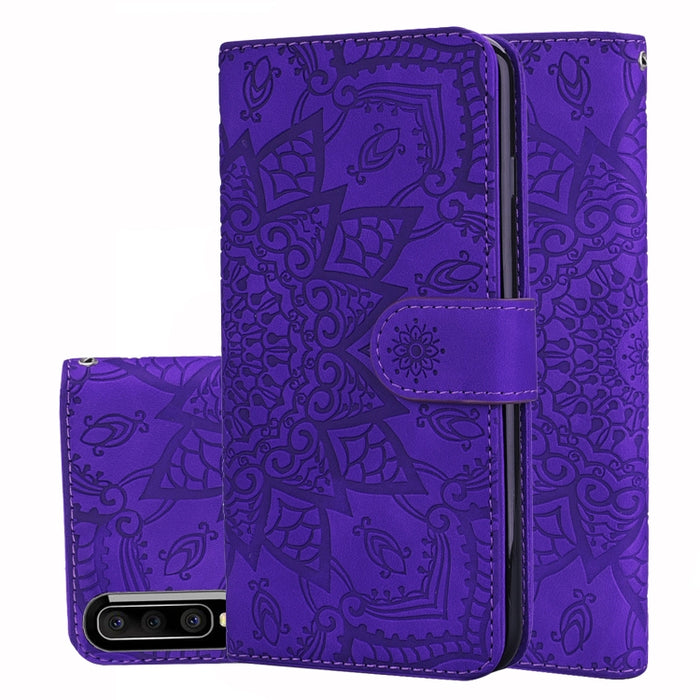 Patrón de becerro Mandala Estuche de cuero en relieve con diseño plegable doble con billetera y soporte y ranuras para tarjetas, For Xiaomi Redmi 7 / Redmi Y3, For Xiaomi Redmi Note 8, For Xiaomi Redmi Note 8 Pro, For Galaxy A10s, For Galaxy A20s      ...