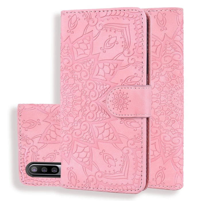 Patrón de becerro Mandala Estuche de cuero en relieve con diseño plegable doble con billetera y soporte y ranuras para tarjetas, For Xiaomi Redmi 7 / Redmi Y3, For Xiaomi Redmi Note 8, For Xiaomi Redmi Note 8 Pro, For Galaxy A10s, For Galaxy A20s      ...