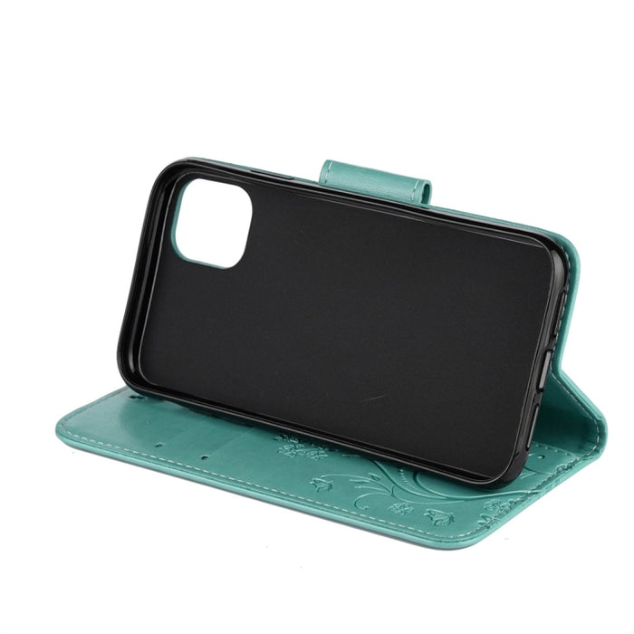 Estuche de cuero con tapa horizontal con patrón de flores de mariposa con soporte y ranuras para tarjetas y billetera, For iPhone 11 Pro, For iPhone 11, For iPhone 11 Pro Max